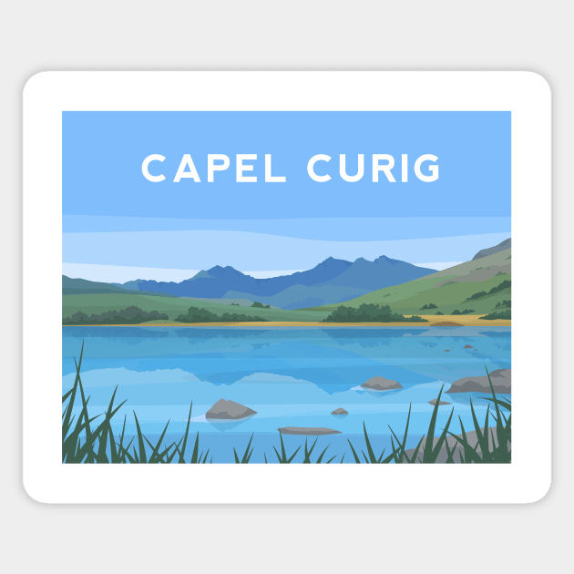 Capel Curig and Llynau Mymbyr, Snowdonia Wales Sticker by typelab